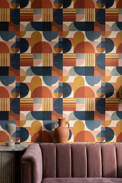 Mid Century Modern Wallpaper Geometric Abstract Removable Wall Decor