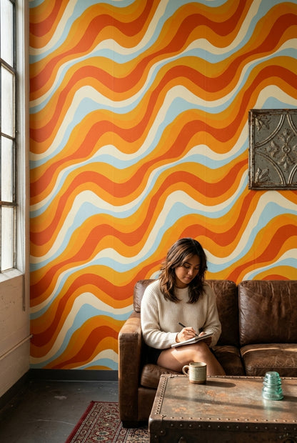 Mid Century Modern Wallpaper Retro Removable Abstract Wall Double Roll