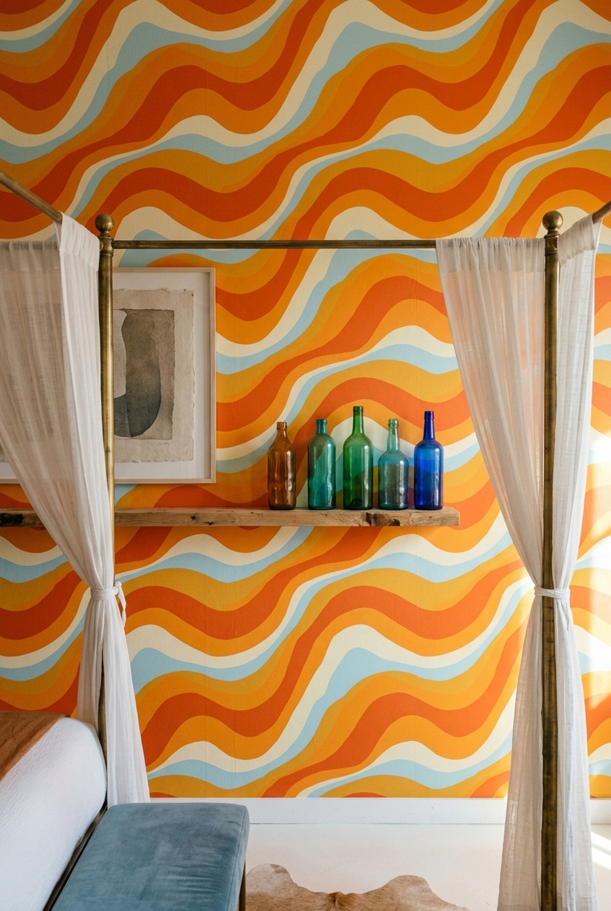 Mid Century Modern Wallpaper Retro Removable Abstract Wall Double Roll