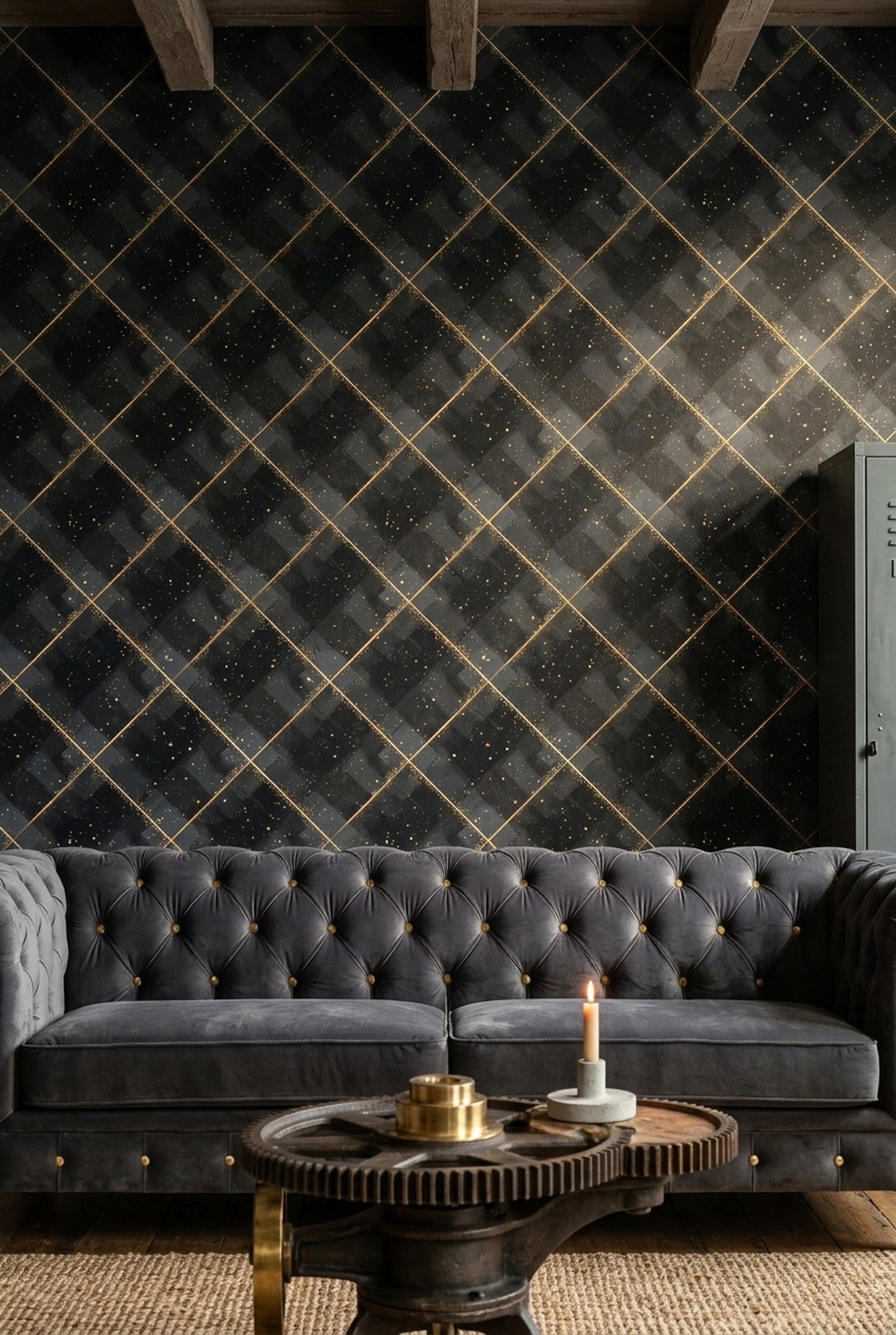 Geometric Plaid Wallpaper Diagonal Grid Removable Modern Glam Wall Double Roll