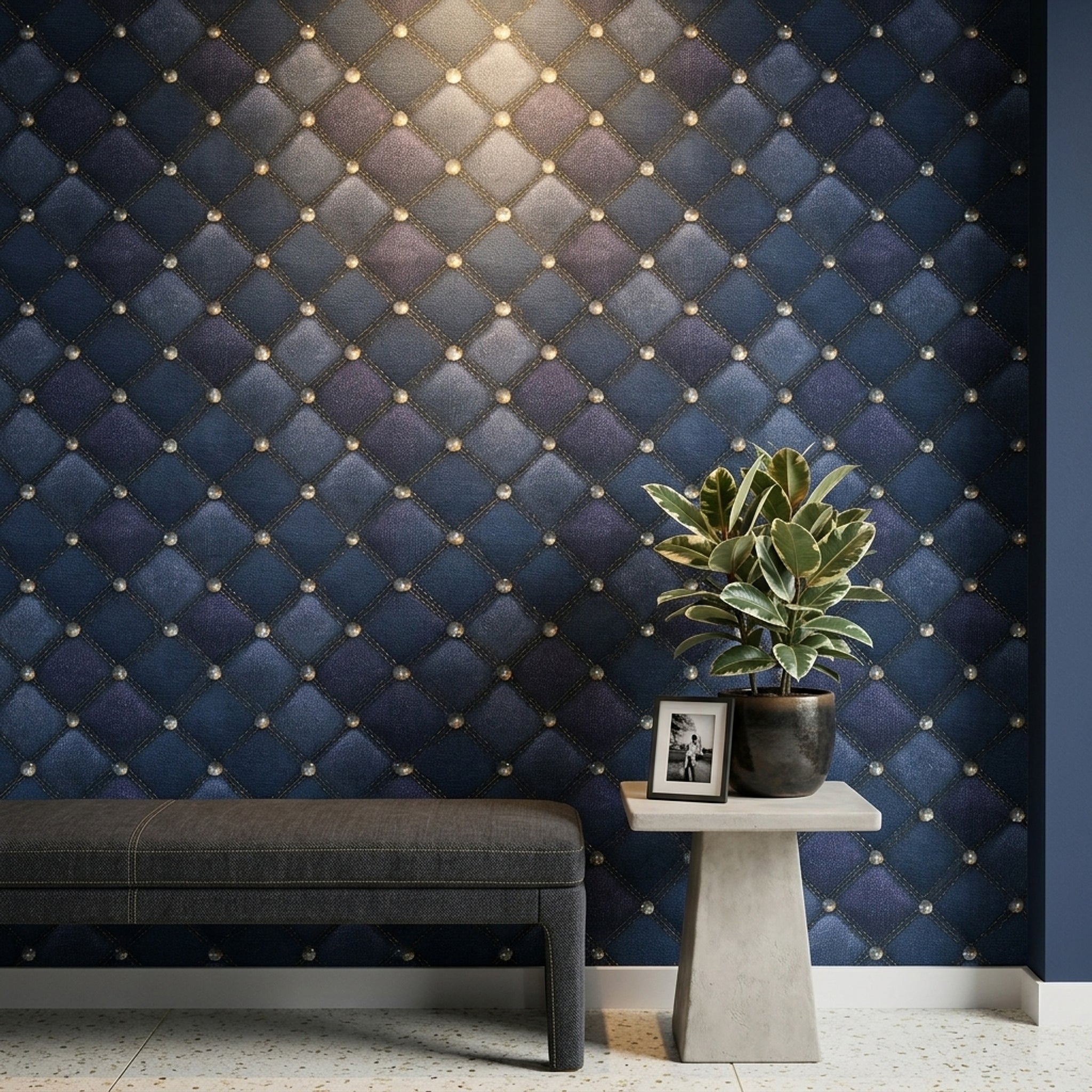 Tufted Wallpaper Quilted Diamond Pattern Removable Wall Decor