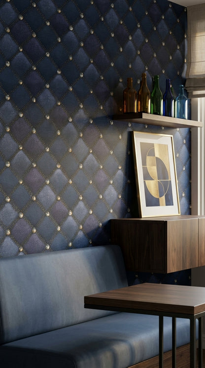 Tufted Wallpaper Quilted Diamond Pattern Removable Wall Decor