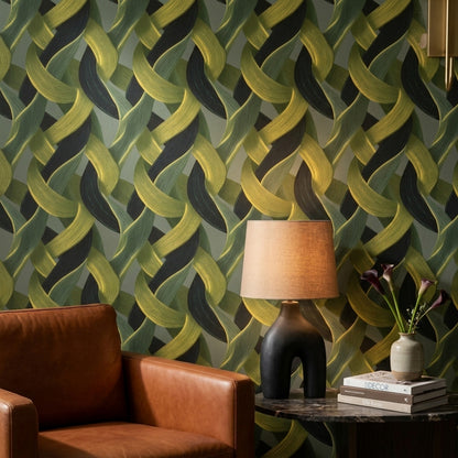 Interwoven Ribbons Wallpaper Textured Brushstroke Modern Decorative Mural