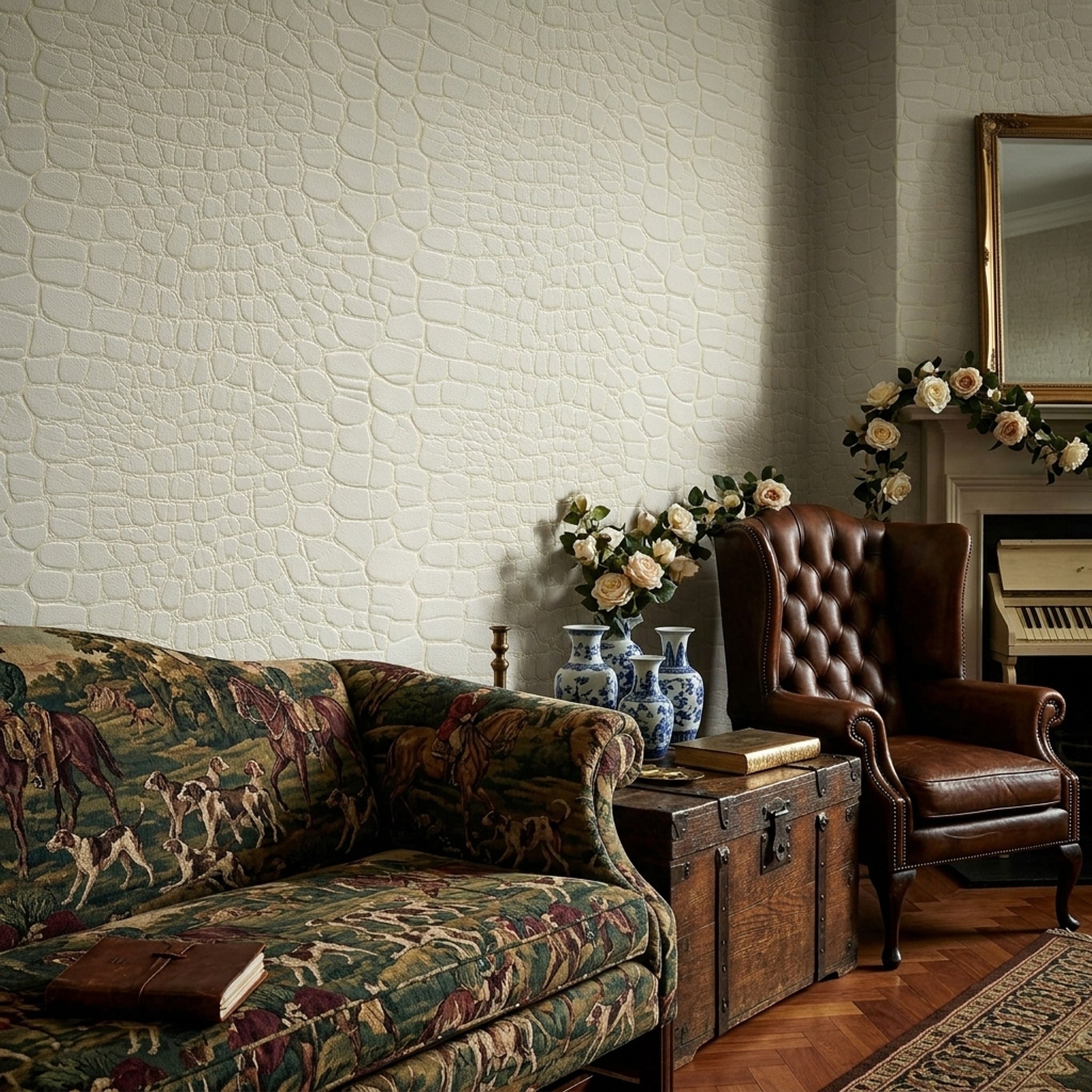 Crocodile Texture Wallpaper Reptile Skin Embossed Leather Decorative Mural