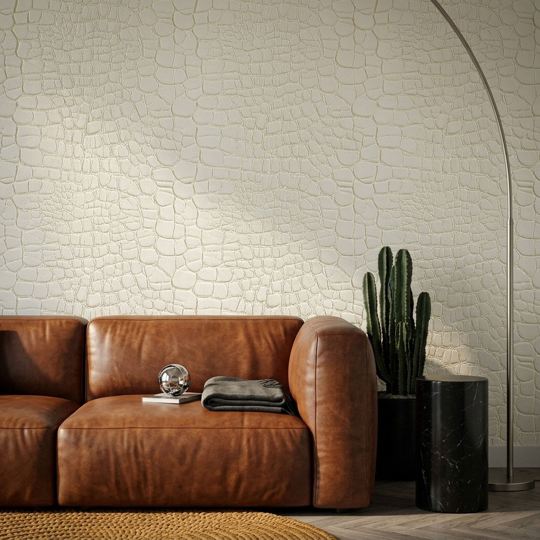 Crocodile Texture Wallpaper Reptile Skin Embossed Leather Decorative Mural