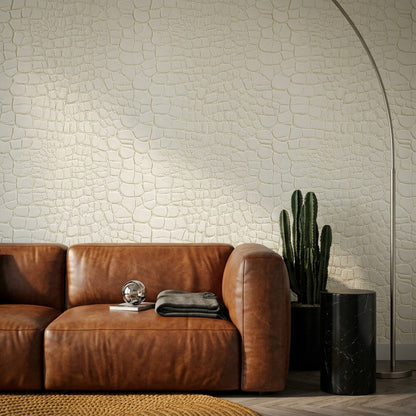 Crocodile Texture Wallpaper Reptile Skin Embossed Leather Decorative Mural