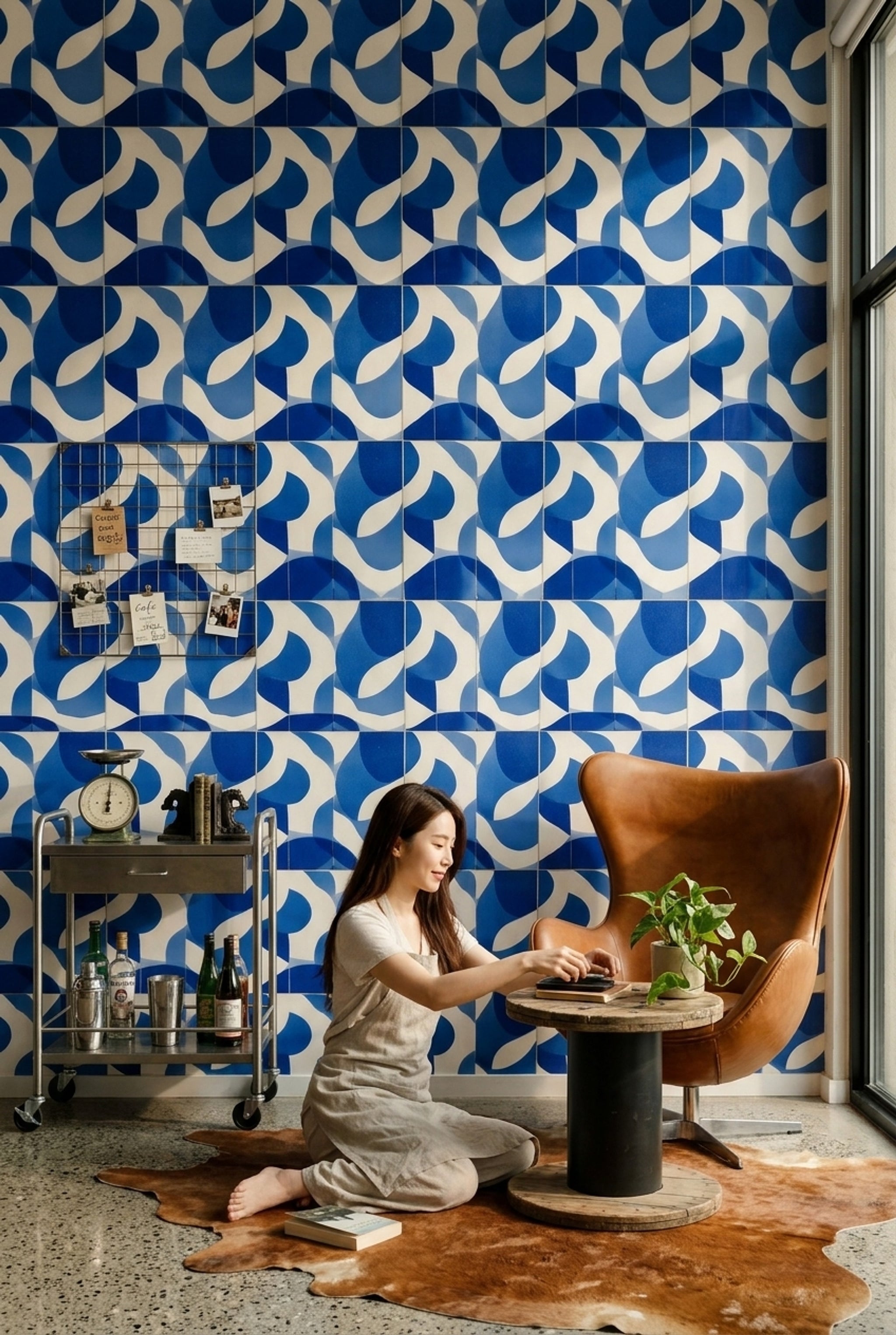 Mid Century Modern Wallpaper Retro Geometric Removable Wall Decor