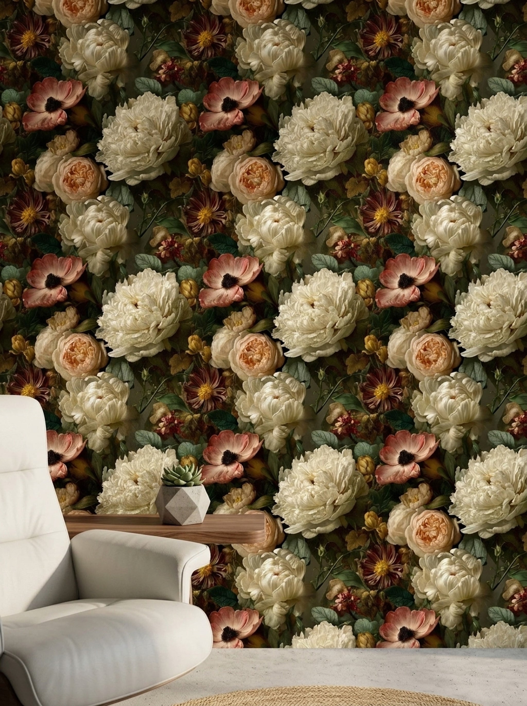 Dark Floral Wallpaper Moody Floral Botanical Removable Wall Decor