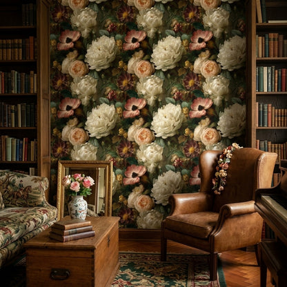 Dark Floral Wallpaper Moody Floral Botanical Removable Wall Decor