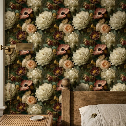 Dark Floral Wallpaper Moody Floral Botanical Removable Wall Decor