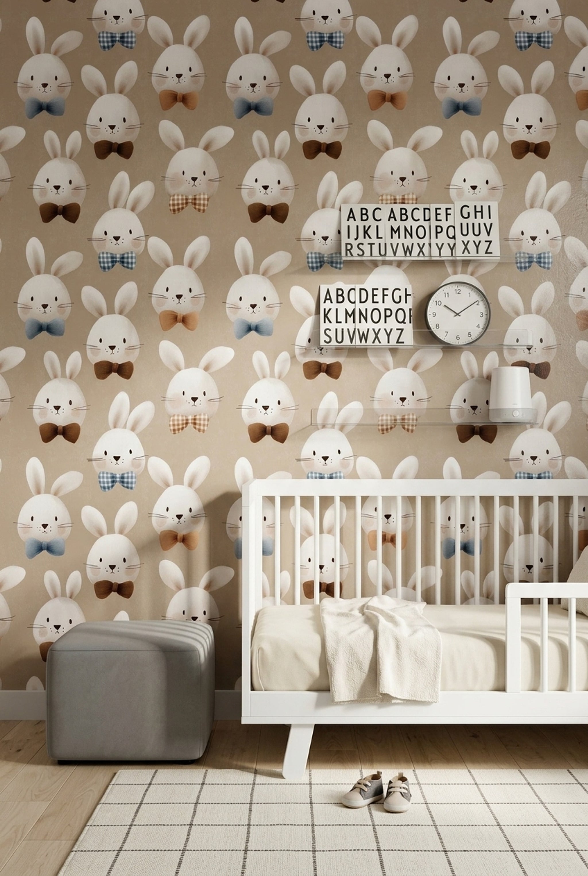 Cute Bunny Wallpaper Rabbit Faces Nursery Wallpaper Decorative Mural