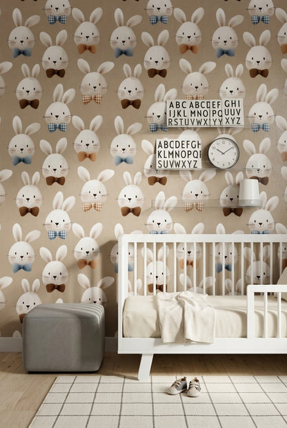 Cute Bunny Wallpaper Rabbit Faces Nursery Wallpaper Decorative Mural