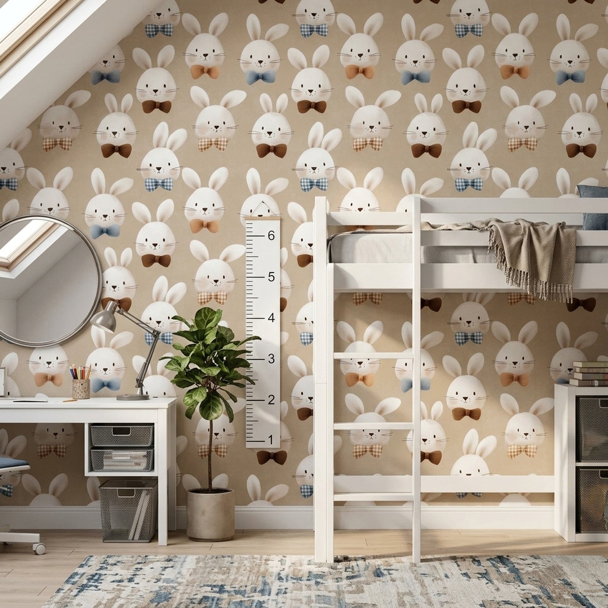 Cute Bunny Wallpaper Rabbit Faces Nursery Wallpaper Decorative Mural