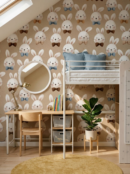 Cute Bunny Wallpaper Rabbit Faces Nursery Wallpaper Decorative Mural