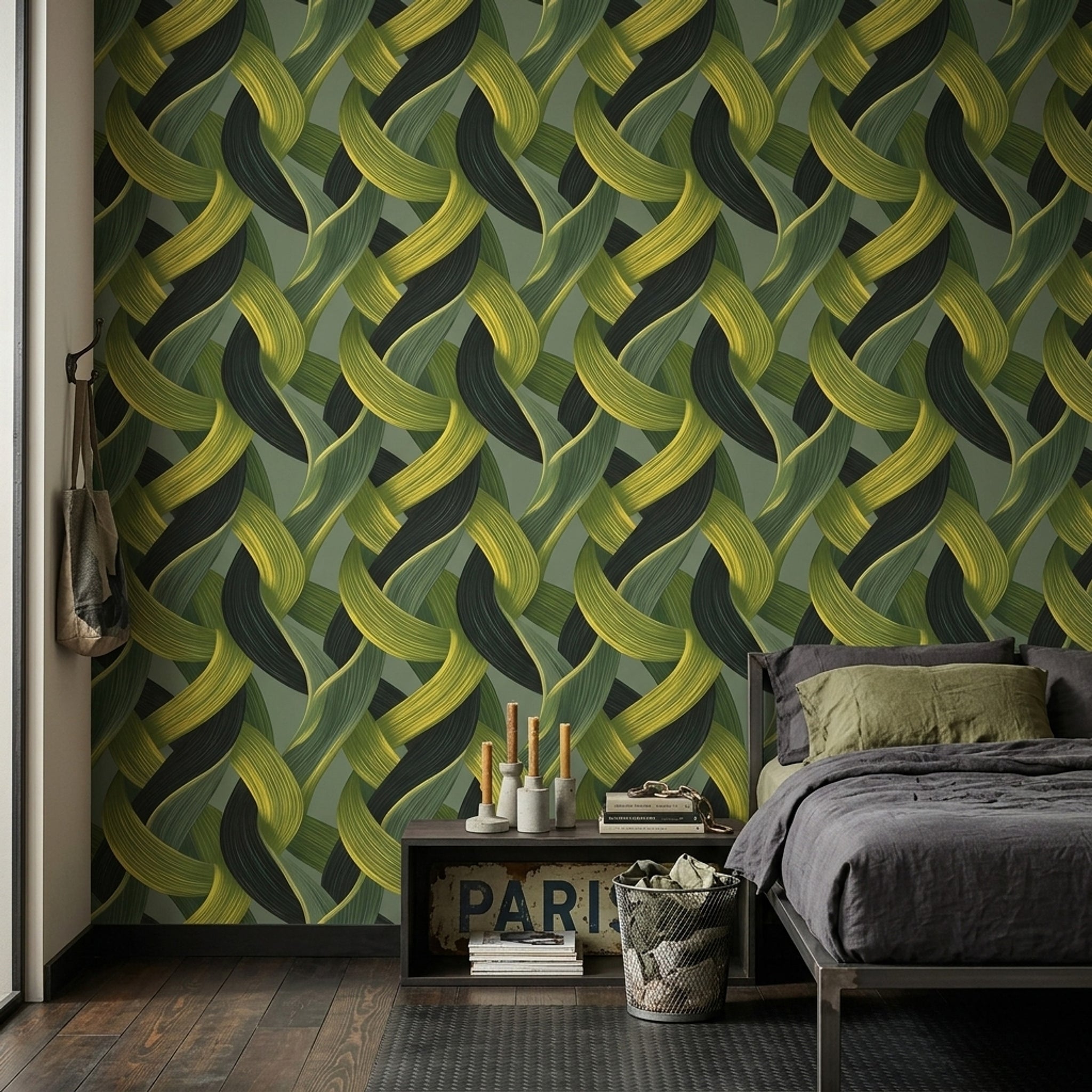 Interwoven Ribbons Wallpaper Textured Brushstroke Modern Decorative Mural
