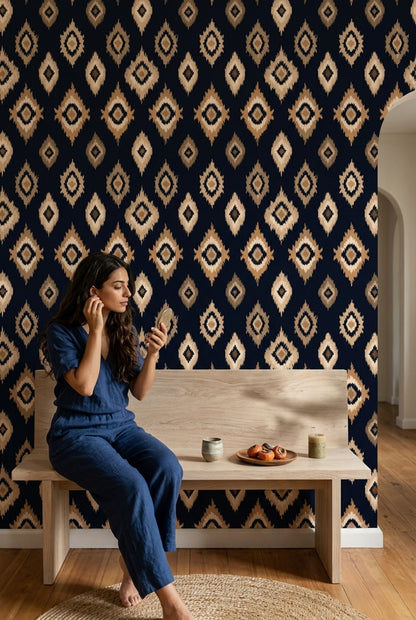 Abstract Pattern Wallpaper Ikat Modern Decorative Mural