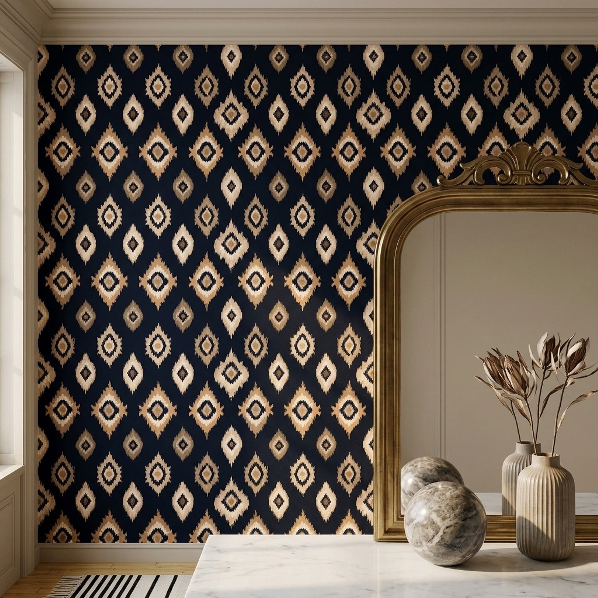 Abstract Pattern Wallpaper Ikat Modern Decorative Mural