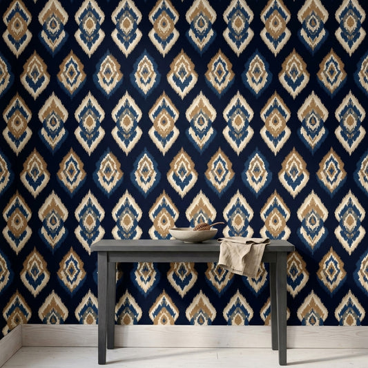Ikat Wallpaper Geometric Medallion Removable Global Inspired Wall Double Roll