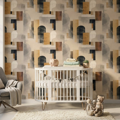 Abstract Geometric Wallpaper Modern Collage Textured Plaster Decorative Mural