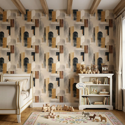 Abstract Geometric Wallpaper Modern Collage Textured Plaster Decorative Mural