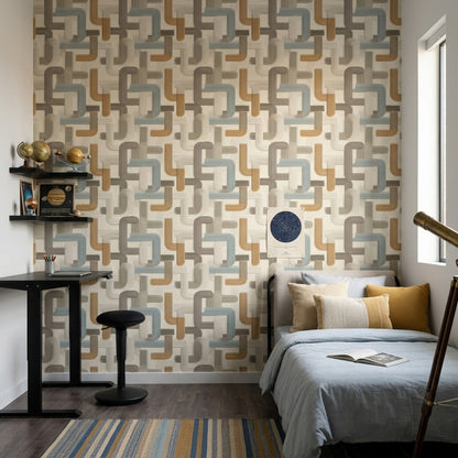 Mid-Century Modern Wallpaper Retro Removable Modern Wall Double Roll