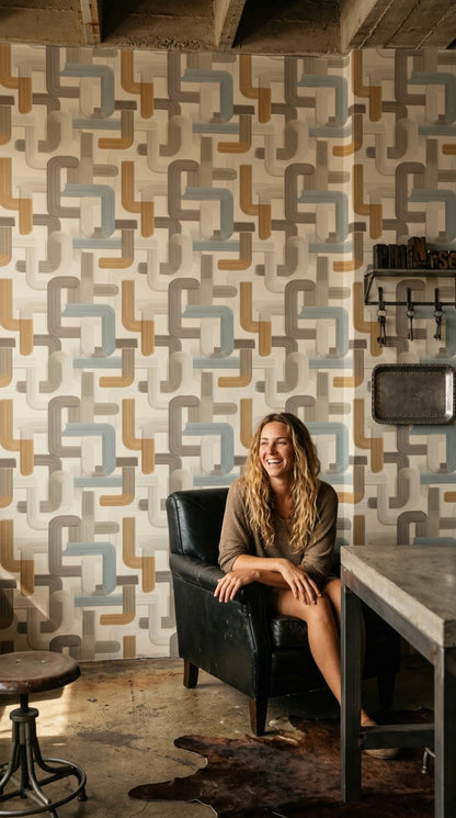 Mid-Century Modern Wallpaper Retro Removable Modern Wall Double Roll