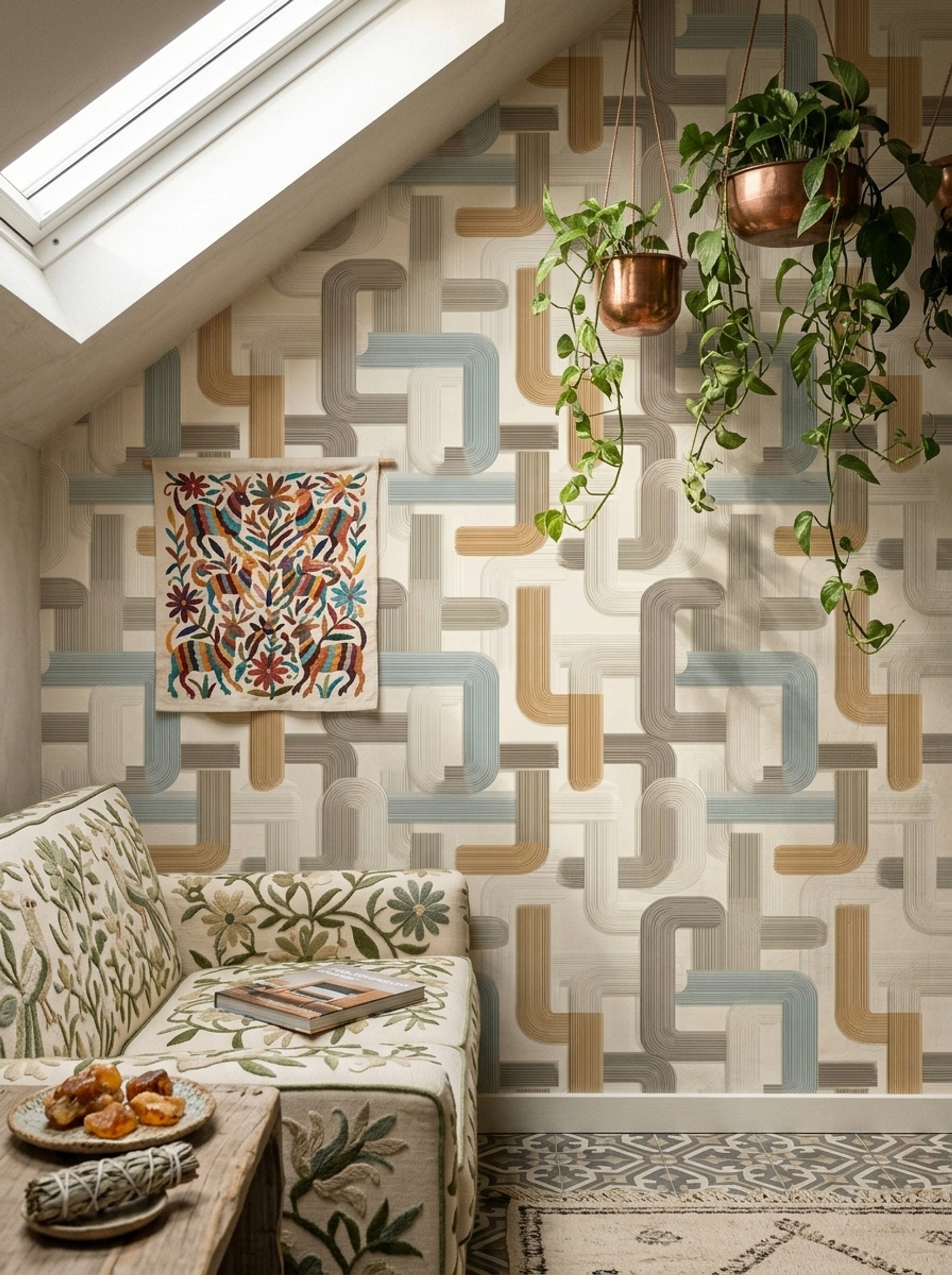 Mid-Century Modern Wallpaper Retro Removable Modern Wall Double Roll