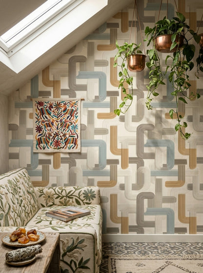 Mid-Century Modern Wallpaper Retro Removable Modern Wall Double Roll