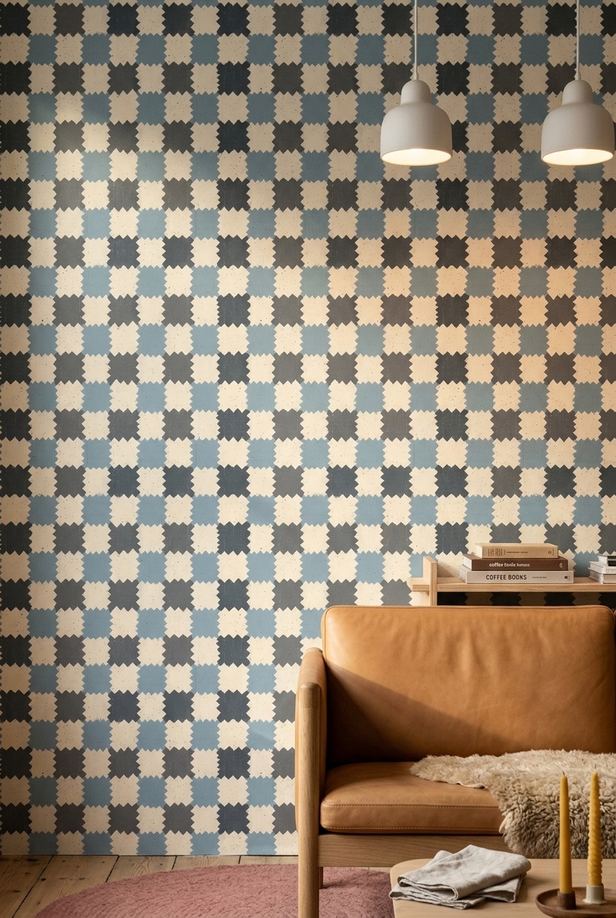 Geometric Wallpaper Ikat Inspired Distressed Texture Decorative Mural