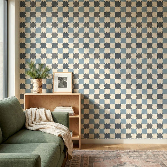 Geometric Wallpaper Ikat Inspired Distressed Texture Decorative Mural