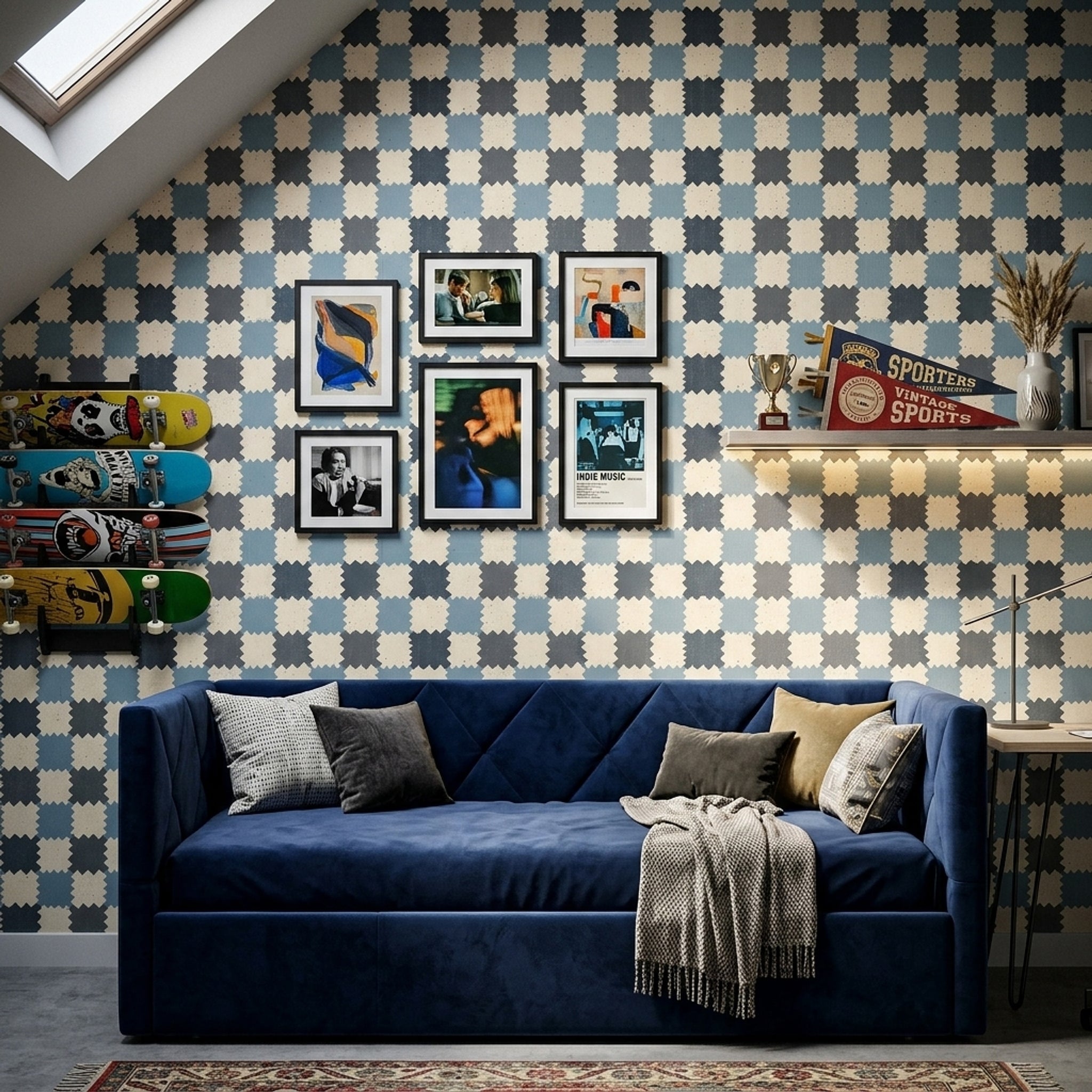 Geometric Wallpaper Ikat Inspired Distressed Texture Decorative Mural