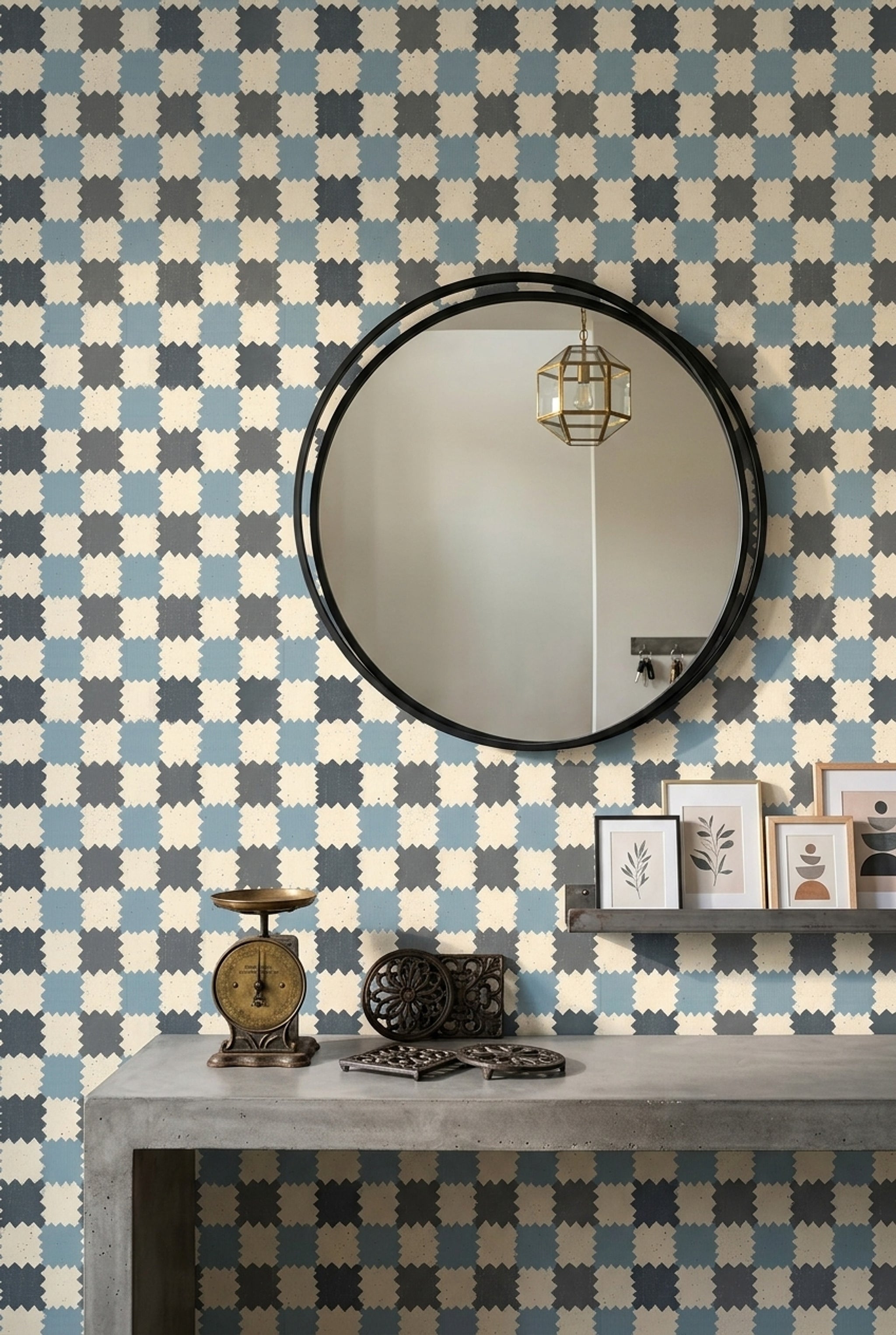 Geometric Wallpaper Ikat Inspired Distressed Texture Decorative Mural