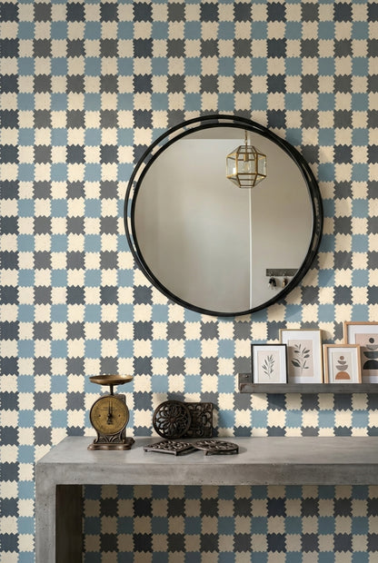 Geometric Wallpaper Ikat Inspired Distressed Texture Decorative Mural