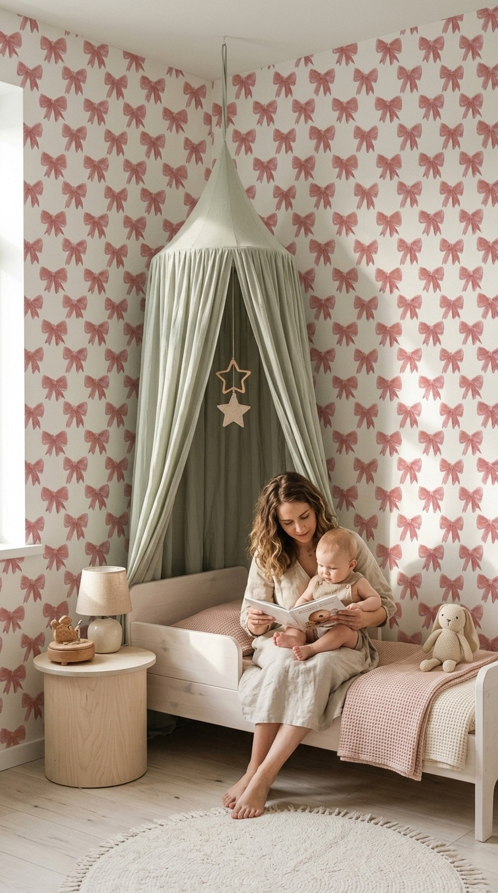 White Background Wallpaper Minimal Romantic Decorative Mural