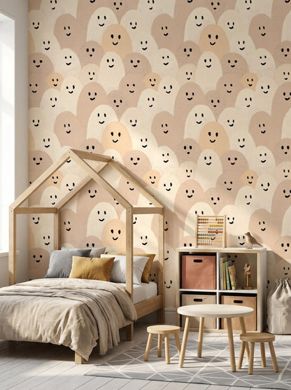 Abstract Faces Wallpaper Smiling Characters Removable Minimalist Doodle Wall Double Roll