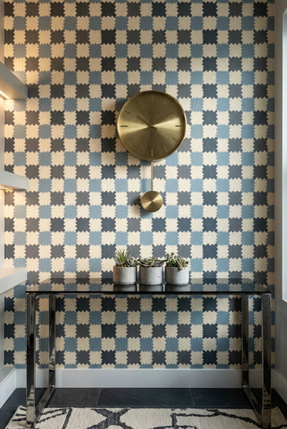 Geometric Wallpaper Ikat Inspired Distressed Texture Decorative Mural