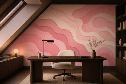 Abstract Waves Wallpaper Layered Paper Cut Removable Wavy Contours Wall Decor