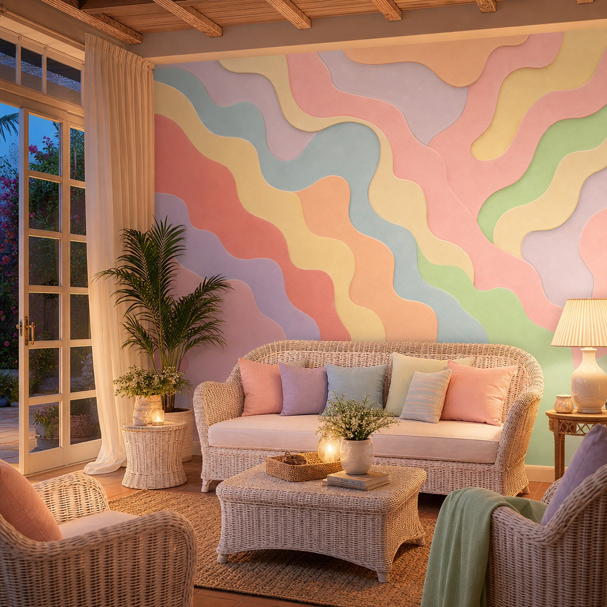 Abstract Waves Wallpaper Paper Cutout Layered Shapes Removable Wall Decor