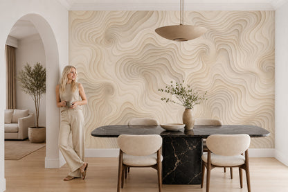 Topographic Contours Wallpaper 3D Relief Removable Wavy Lines Wall Decor