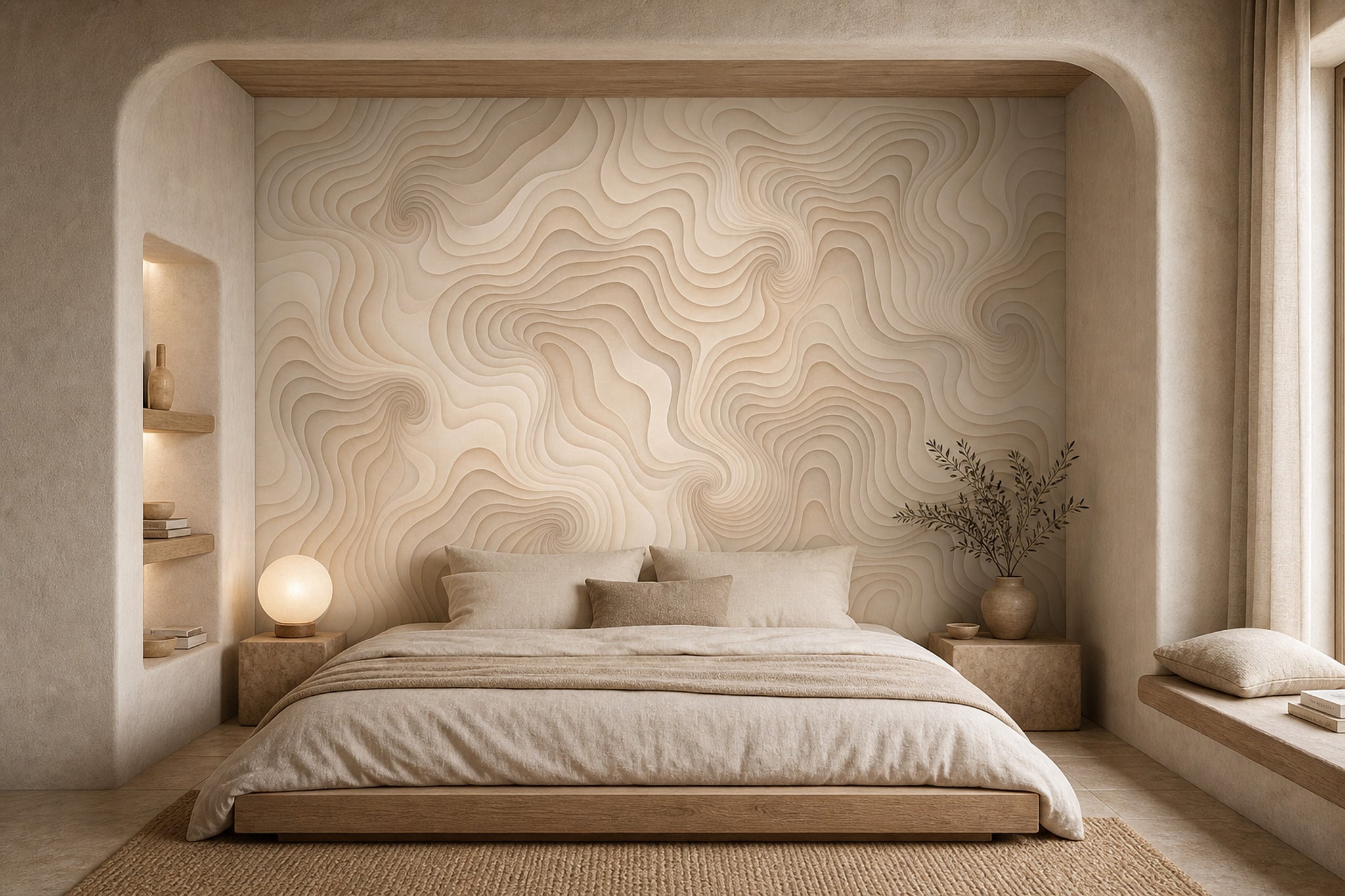 Topographic Contours Wallpaper 3D Relief Removable Wavy Lines Wall Decor