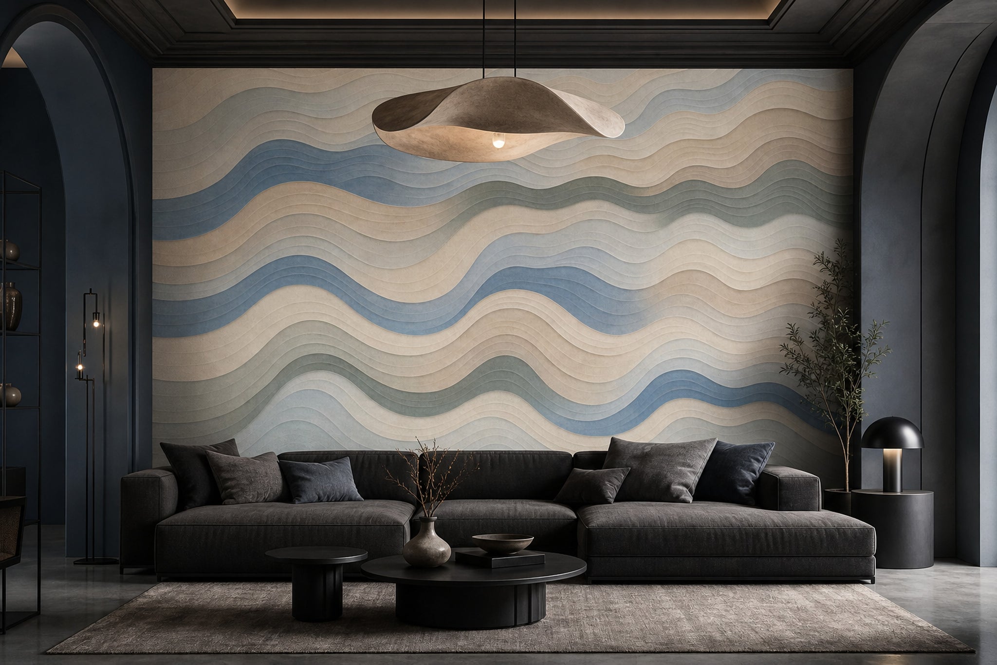 Abstract Waves Wallpaper Wavy Stripes Layered Contour Lines Removable Wall Decor