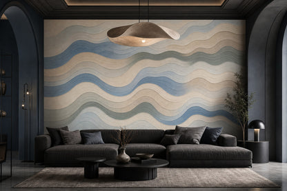 Abstract Waves Wallpaper Wavy Stripes Layered Contour Lines Removable Wall Decor