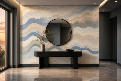 Abstract Waves Wallpaper Wavy Stripes Layered Contour Lines Removable Wall Decor