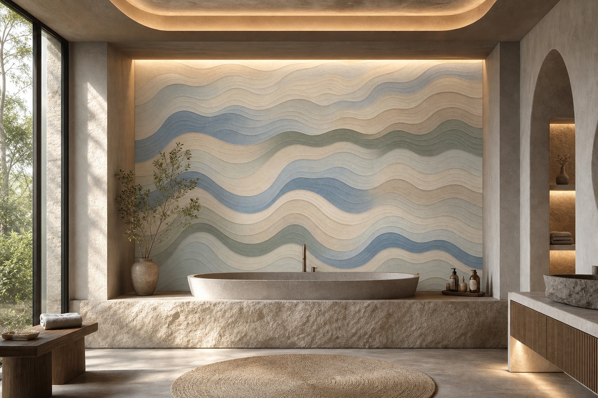 Abstract Waves Wallpaper Wavy Stripes Layered Contour Lines Removable Wall Decor