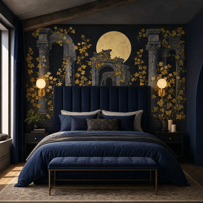 Moonlit Ruins Wallpaper Classical Columns Roman Arches Wall Mural