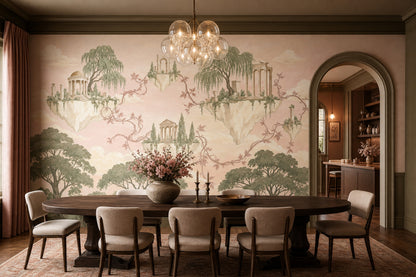 Floating Islands Wallpaper Classical Ruins Removable Pastel Wall Decor