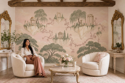 Floating Islands Wallpaper Classical Ruins Removable Pastel Wall Decor