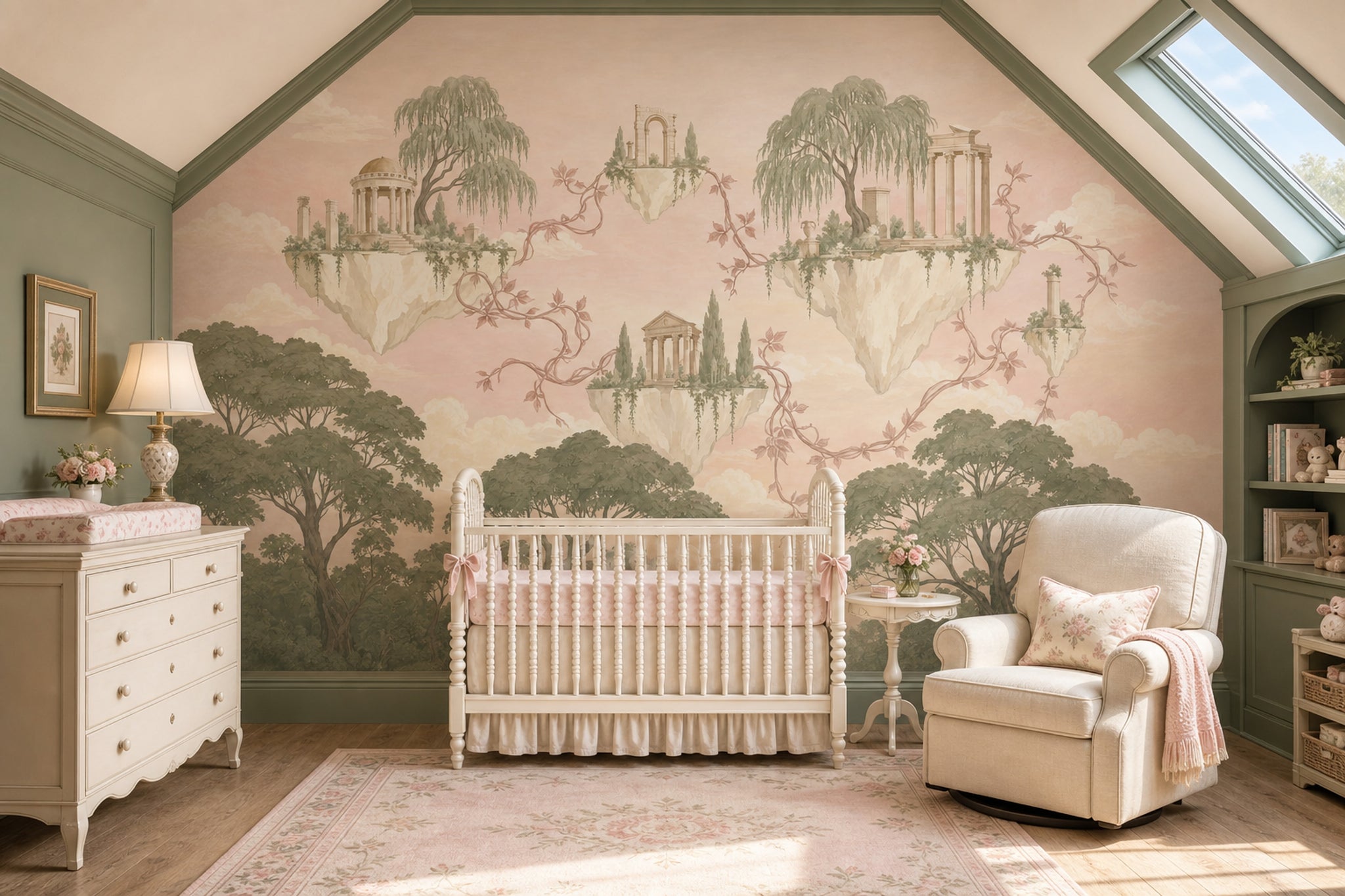 Floating Islands Wallpaper Classical Ruins Removable Pastel Wall Decor