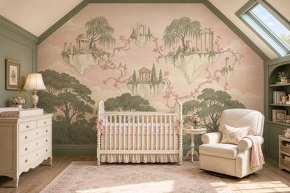 Floating Islands Wallpaper Classical Ruins Removable Pastel Wall Decor