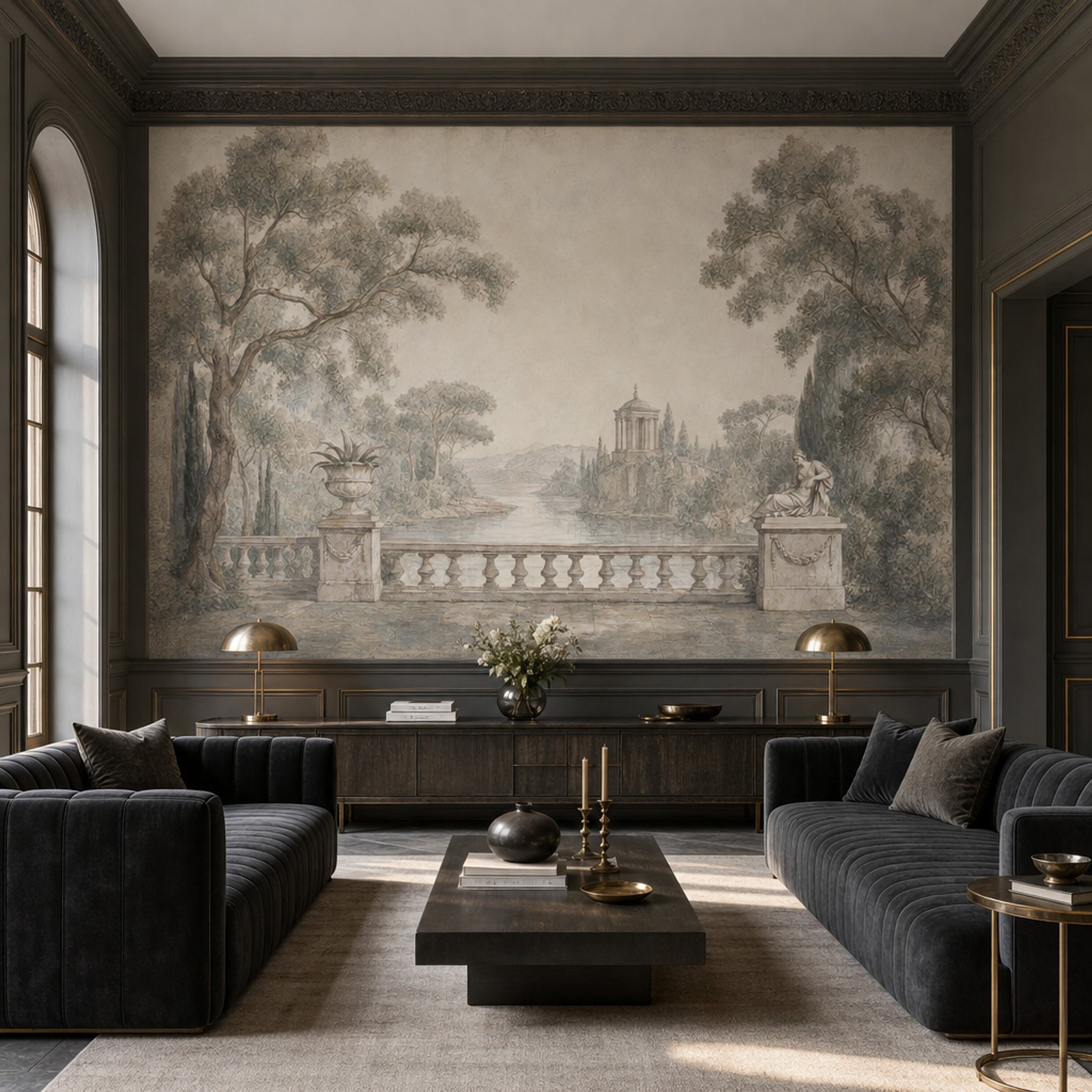 Classical Landscape Wallpaper Antique Fresco Roman Temple Pavilion Wall Mural